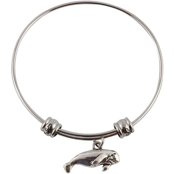 Manatee Charm Bangle Bracelet - Picture 1 of 5